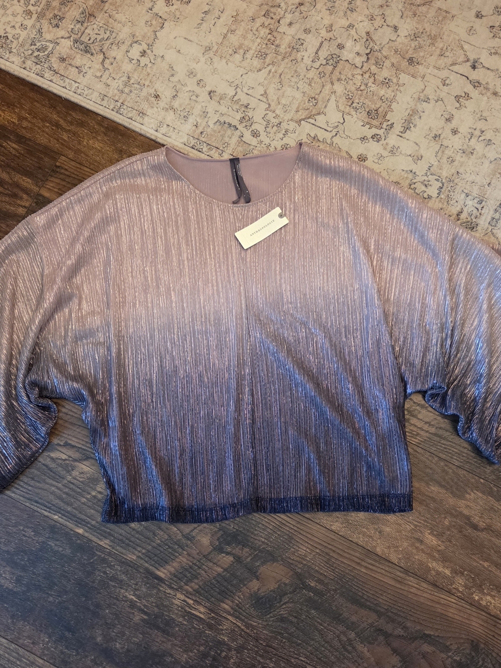 Anthropologie Serena Ombre  Iridescent Top In Pink/purple